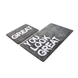 WELL HOME MOBILIARIO & DECORACI??N Bath Mat Set (2 Pieces) Grey Design You Look Great
