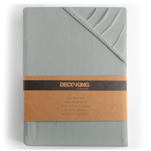 DecoKing Fitted Sheet Emperor II 100% Combed Cotton Soft Jersey Bed Sheet 200x200-200x220 cm Steel Amber