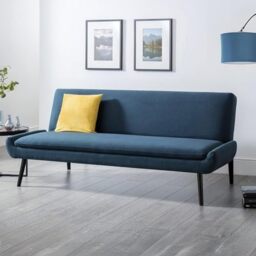 Julian Bowen Gaudi Sofa Bed, 3 Seater, Faux Linen, Blue - H83 x W195cm