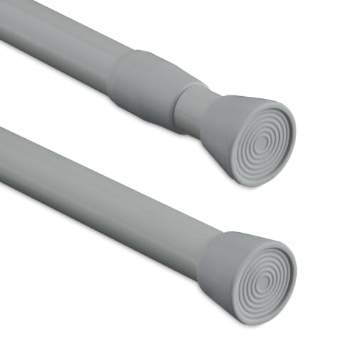 Relaxdays Tension Rod, 120-220 cm, Extendable Rail for Shower Curtain, Door Frame Pole, Stainless Steel, Grey