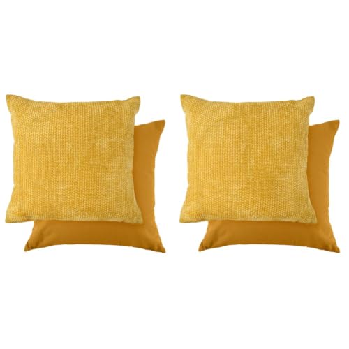 Emma Barclay Portland Hatch Cushion Cover (Ochre Yellow) (Pack of 2)