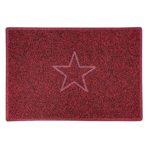 Nicoman STAR Embossed Shape Door Mat-Trapper Jet-Washable Doormat-(Use Indoor or Sheltered Outdoor), Large (90x60cm), Red with Black