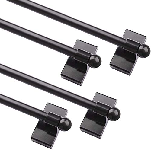 BOOM JOG Magnetic Curtain Rods Multi-Use Adjustable Appliance Metal Doors Magnetic Rods, 16-28 Inch, 1/2 Inch Diameter, 4 Pack,Black