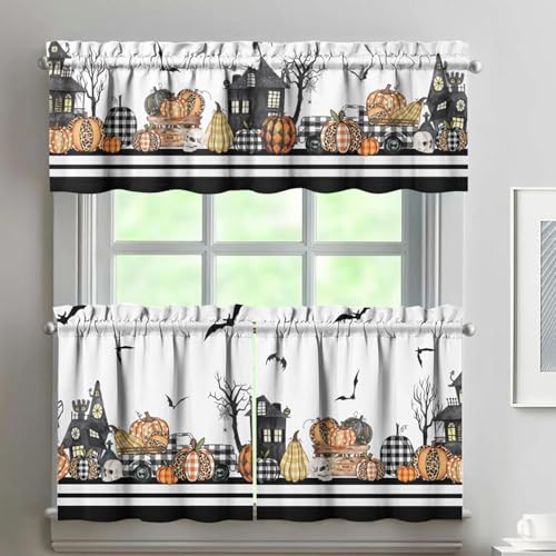 qwpmvhsak Halloween Kitchen Curtains and Valance Set of 3