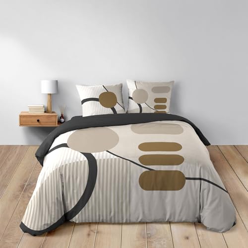 Douceur d'Intérieur, Santana Natural 3-Piece Bedding Set (240 x 220 cm) 100% Cotton