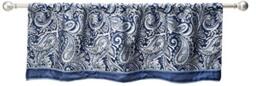 Madison Park Aubrey Faux Silk Paisley Jacquard, Rod Pocket Curtain for Living Room, Kitchen, Bedroom and Dorm, 50 in x 18 in, Navy