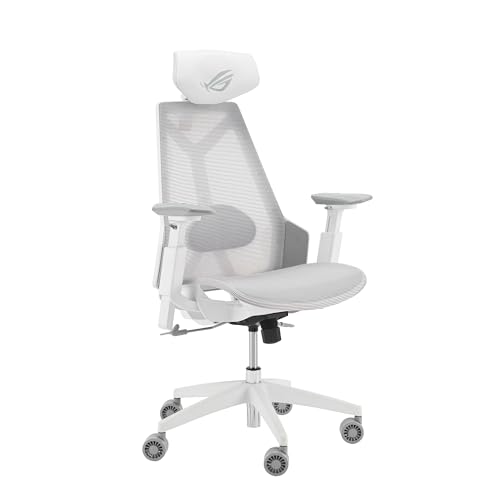 ASUS ROG Destrier Core (Ergonomic Gaming Chair, 2D headrest, 2-way lumbar, 3D armrest 360° for mobile gaming mode, adjustable seat depth/height, recline with 3 levels) Moonlight White