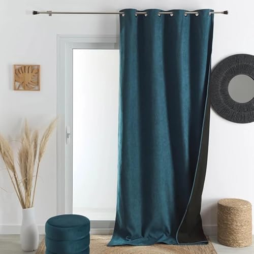 Home Maison Phonic and Semi-Blackout Thermal Curtain 140 x 300 cm Peacock Blue with 8 Gun Eyelets Ready to Hang