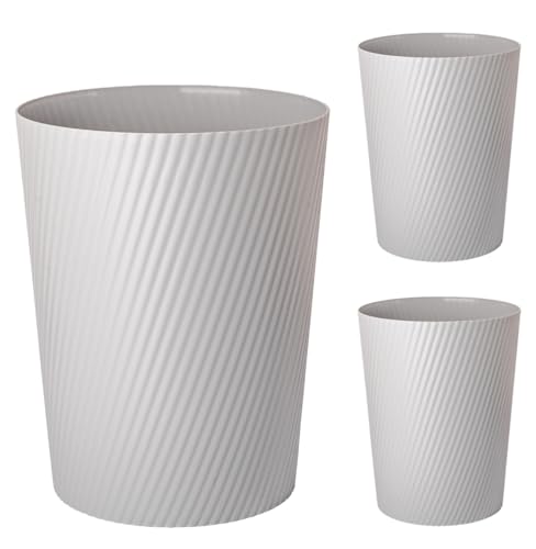 UUJOLY Small Bathroom Trash Can Wastebasket Garbage Can, Grey, 3 Pack - Open-Top Plastic Sturdy Trash Bin for Bathroom, Kitchen, Laundry, Office, Kids Room, Dorm, Easy to Clean
