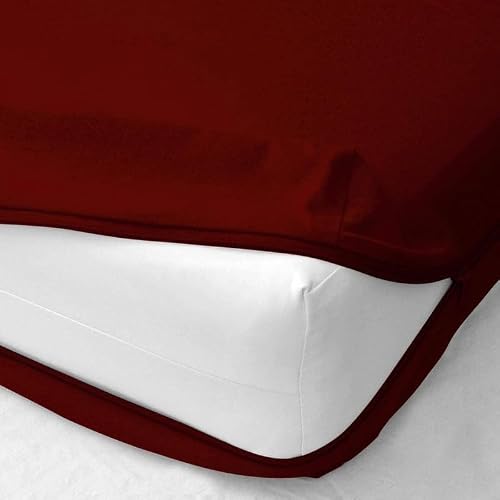 Shreem Linen Zipper Fitted Sheet -16 Inch Extra Deep Pocket, Soft Brushed Microfiber Bottom Sheet, Wrinkle, Shrink & Fade Resistant, Hotel Quality, Burgundy, Short Queen