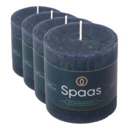 Spaas Rustic Pillar Candle 70/70 mm 25h, Dark Blue (Pack of 4)