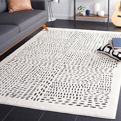 Safavieh Modern Rug for Living Room, Dining Room, Bedroom - Melody Collection, Short Pile, in Ivory and Black, 152 X 229 cm