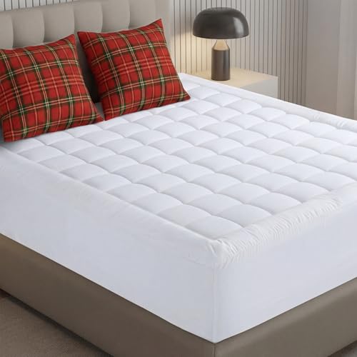 Utopia Bedding Mattress Topper Full, Quilted Mattress Pad with Elastic Corner Straps, Deep Pocket Fit Up to 16 inches, Microfiber Filled Bed Topper, Soft & Comfortable