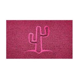 Nicoman Embossed Spaghetti Door Mat Dirt-Trapper Jet-Washable Doormat 70x43cm (Pink, CACTUS Shape) - Use Indoor or Sheltered Outdoor
