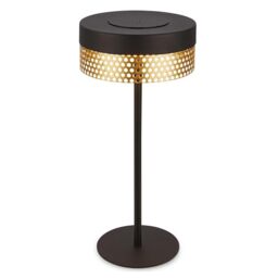 BRILONER - Rechargeable LED Table Lamp IP44 with Touch, Dimmable, Replaceable Battery, LED Light, Battery Table Lamp, Bedside Lamp, Cordless, Outdoor, 16X35 cm, Black-Gold