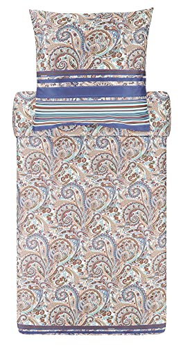 Bassetti NOTO 9321860 Bed Linen + 1 Pillowcase 100% Cotton Sateen in Grey G1 Dimensions: 155 x 220 cm + 1 Carat 80 x 80 cm