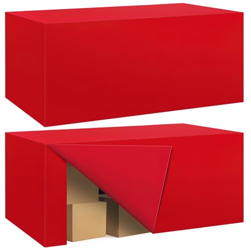 Ascoza 2 Pack Fitted Tablecloth for 8 Foot Rectangle Tables 96 x 30 Inch Red Table Covers Water Resistant Polyester Table Cloth for Wedding, Parties,Display, Trade Show (Red)