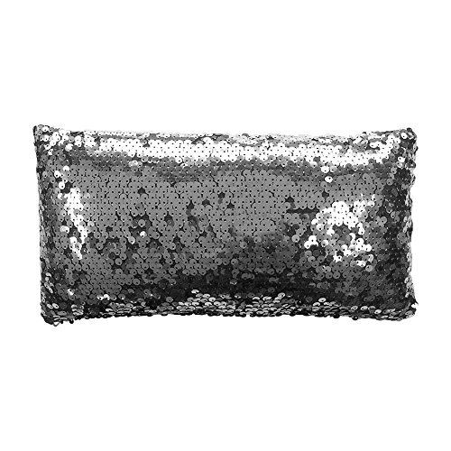 Dazzle Glamorous Sequin Cushion, Polyester, Charcoal, 18 x 32 cm