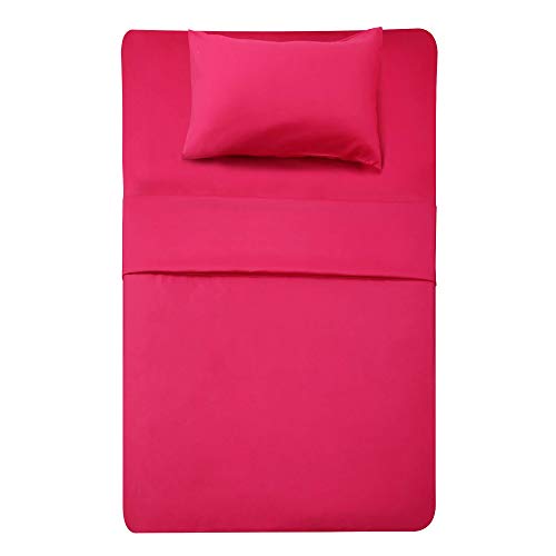 Best Season 3 Piece Bed Sheet Set (Twin,Hot Pink) 1 Flat Sheet,1 Fitted Sheet and 1 Pillow Cases,100% Super Soft Brushed Microfiber 1800 Luxury Bedding,Deep Pockets &Wrinkle,Fade Resistant