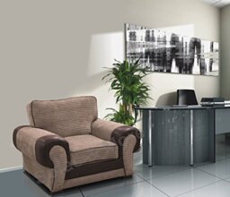 Sofas and More Big Corner Sofa Suite Tango 3+2 Armchair Jumbo Cord Brown (Armchair)