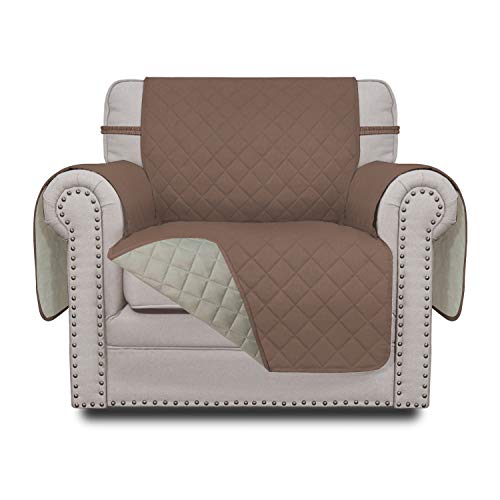 Easy-Going Chair Sofa Slipcover Reversible Sofa Cover Water Resistant Couch Cover Furniture Protector Cover with Elastic Straps for Pets Kids Children Dog Cat (Chair, Brown/Beige)