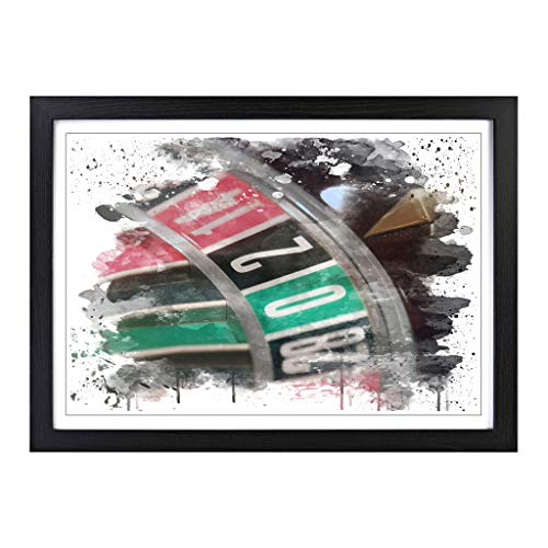 Roulette Table Casino (1) V3 Framed Print - A2 Black Framed Wall Art - Ready to Hang - Modern Nature Picture - Living Room Bedroom Lounge Office