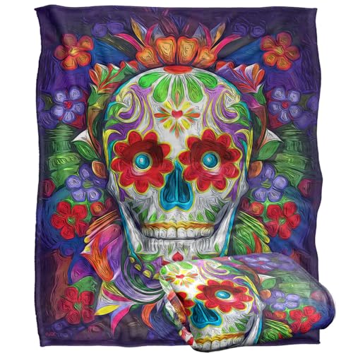 Jq Licensing - James Piazza Colorful Sugar Skull Silky Touch Super Soft Throw Blanket 152 X 127 Cm