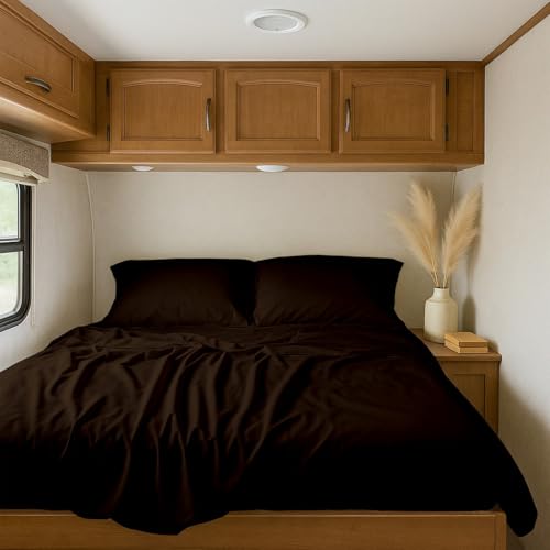RV Sheets, Bunk (28x75) Inch, Upto 10-12 Inch Deep Pocket, 100% Egyptian Cotton RV Sheet Sets 4 Piece, Chocolate Solid