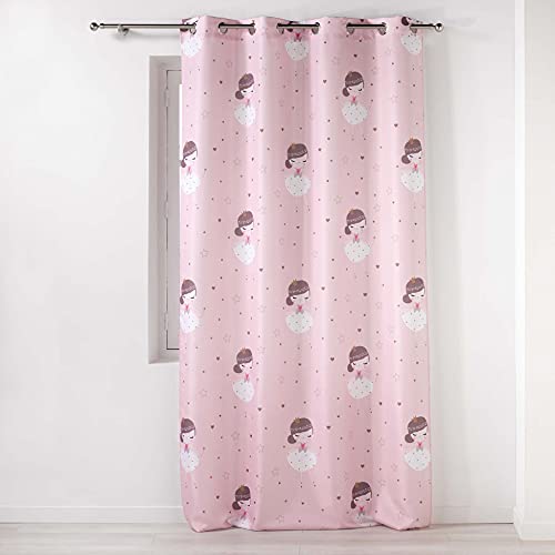 Douceur d'Interieur 140 x 260 cm Eyelet Curtain, Pink