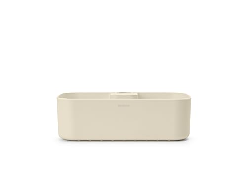 Brabantia ReNew Bathroom Shower Caddy (Soft Beige) No Drilling - Fits Rod - Shampoo & Shower Gel Holder for Shower Pole, Anti-Rust Materials, Holds up to 2kg, Fits Poles 1.6-2.8cm (+1.5cm clearance)