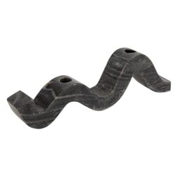 Bloomingville Marble Wave Double Taper Candle Holder, Black