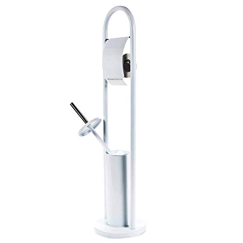 Alpina Metal Toilet Roll Holder with Brush 20 x 80 cm White
