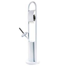 Alpina Metal Toilet Roll Holder with Brush 20 x 80 cm White