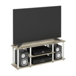 Furinno TURN-N-TUBE TV Stand, 3-Tier Entertainment Center with Open Shelves, TV Console for TV up to 50 Inch, for Living Room, Bedroom, Oak