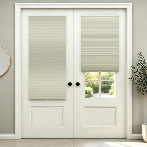 "Changshade Blackout Cordless Cellular Shades for Windows,Honeycomb Blinds with Thermal Insulation,UV Protection,Child Safe,Privacy Light Control,Easy to Install,33"" w x 72"" h,Beige"