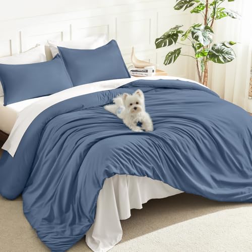 Litanika Ocean Blue Queen Comforter Set, 3 Pieces Lightweight Solid Bed Set - Soft Fluffy Down Alternative All Season Quilt Blanket