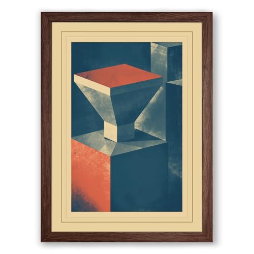 Form in Colour Geometric Framed Wall Art Print A2 (59.4×42cm) Walnut, Wall Decor for Living Room, Bedroom, Office & Home, Ready to Hang, Art Gift