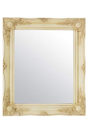 26INCH x 22INCH LARGE IVORY ANTIQUE DESIGN ORNATE DRESS WALL MIRROR NEW Beautiful Ornate Shabby Chic Over Mantle Big Wall Mirror