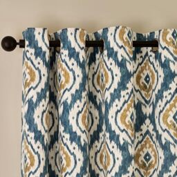 Pineapple Elephant Suri Geo 66x90 Inch Lined Eyelet Curtains Two Panels Teal Green