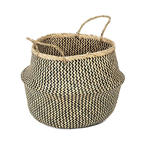 Compactor Belly XL Seagrass Basket, 45x45x36 cm, Handwoven Black