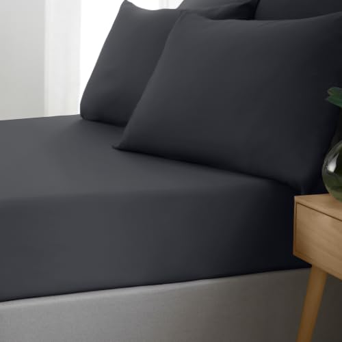 Catherine Lansfield So Soft Non-Iron King Fitted Sheet Black