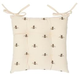 furn. Wylder Ramble Bumble Bee Seat Pads – Pack of 2 – Rustic Natural Farmhouse Style Slub Cotton Tie Chair Cushions (Natural – 40x40cm)