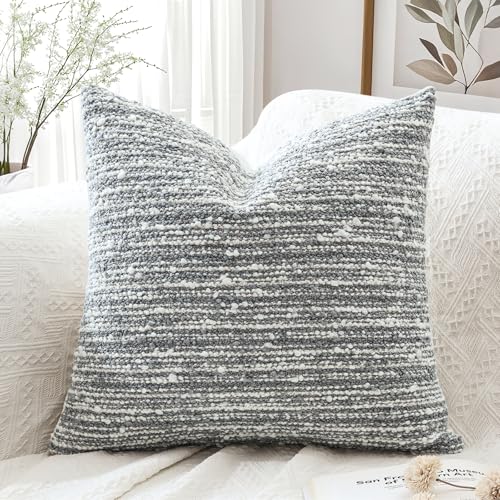 Artscope Throw Pillow Cover 20x20 Super Thick Body Pillow Cover Decorative Boucle Textured Morden Neutral Accent Italian Style Pillowcase for Bedroom Living Room Couch Sofa Home D??cor-Grey