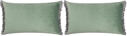 furn. Wylder Nature Tilly Velvet Reversible Cushion Cover, Sage/Grey (Pack of 2)