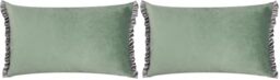 furn. Wylder Nature Tilly Velvet Reversible Cushion Cover, Sage/Grey (Pack of 2)