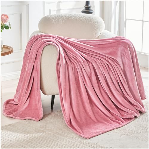 GC GAVENO CAVAILIA Flannel Fleece Throw Blanket King Size 200x240 Cm - Blush Pink