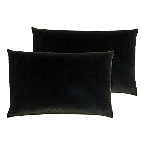 furn. Contra Polyester Filled Cushions (Twin Pack), Polyester, Linen, Black