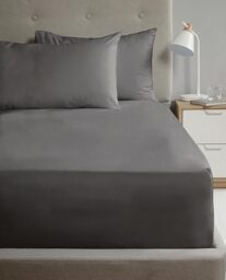 Rapport Home Single Fitted Sheet Charcoal Percale Bed Sheet