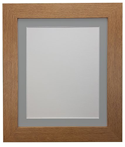 "FRAMES BY POST ""London Oak Picture Photo Poster Frame with 9 x 7-Inch Dark Grey Mount for Picture Size 6 x 4-Inch, Oak with Dark Grey Mount, 39 x 15 mm"