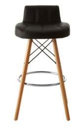 Premier Housewares Bar Stool, Counter Height Stools For Kitchen, Wood & Leather, w48 x d45 x h88cm - Black